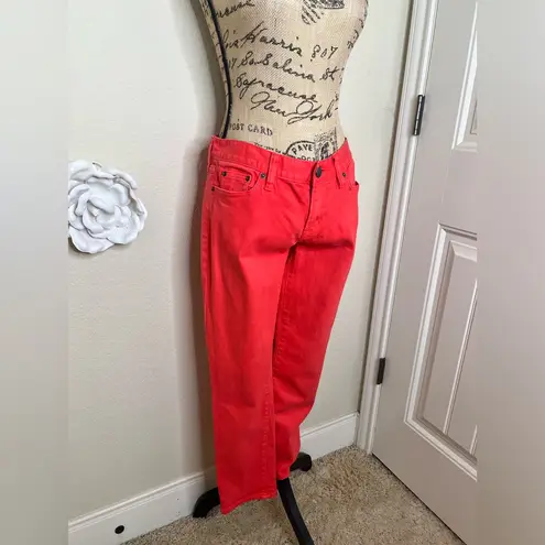 J.Crew NTM: Coral Colored Mid Rise Toothpick Skinny Jeans Sz 29