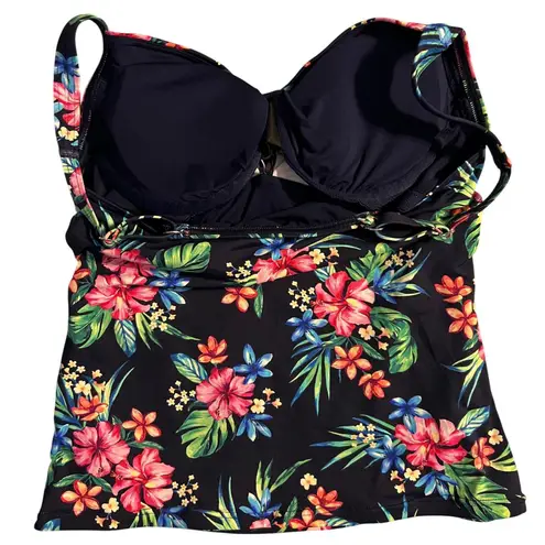 Lands' End Tankini Top 6P Floral Print Padded Underwire Adjustable Straps NWT