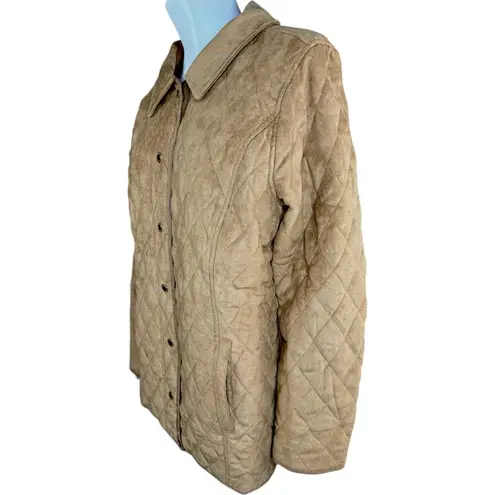 Isaac Mizrahi Issac Mizrahi Live! Faux Suede Quilted Barn Jacket with Lining Toffee Large NWOT