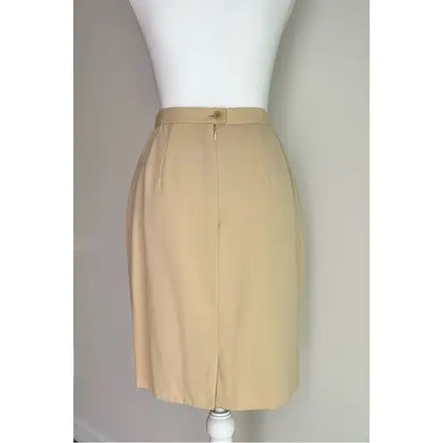 Vintage Escada Margaretha Ley Wool Pencil Skirt High Waist Cream Designer Small