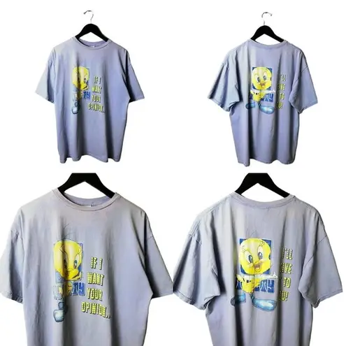 Looney Tunes Vintage  Tweety Bird T Shirt Blue Large L Graphic Tee