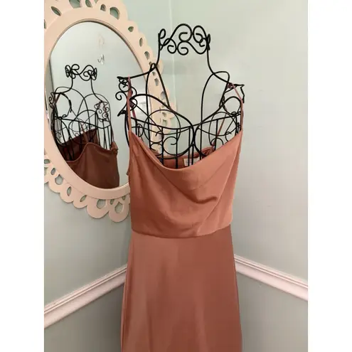 Sachin + Babi Cali Peachy Satin Cowl Neck Slip Midi Dress Sedona Pink Size 10