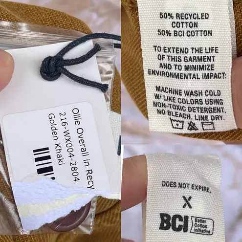 Alex Mill Womens Ollie Jumpsuit Sleeveless Cropped Denim Golden Khaki NWT XL Tan