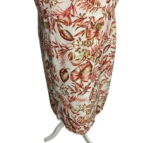 Buttons Shelby Palmer Midi Sheath Dress 16 White Floral Leaves Short Sleeves  Zip thumbnail 3