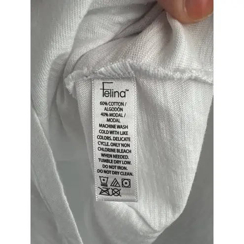 Felina Womens White Short Sleeve T-Shirt Medium