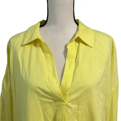 J. Jill Women's Bright Yellow Cotton Blend Oversized Popover Tunic Top Sz 2X