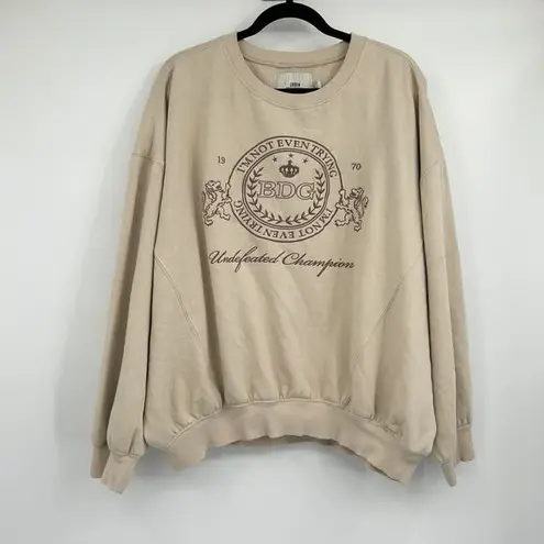 BDG  Urban Outfitters Tan Baggy Oversized Embroidered Sweatshirt Size Large L