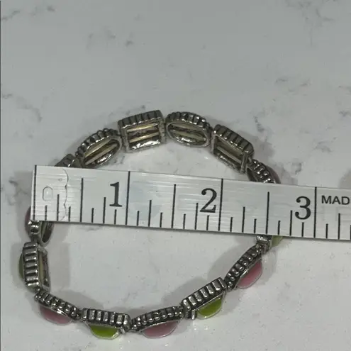 Pink and Green Stone Bracelet that Slips On