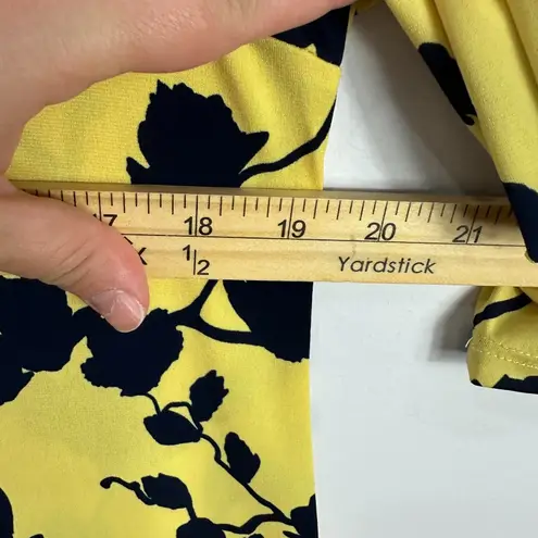 Clara Sun Woo Top M Yellow Navy Cold Shoulder Floral Bold Print Artsy Boho Size M