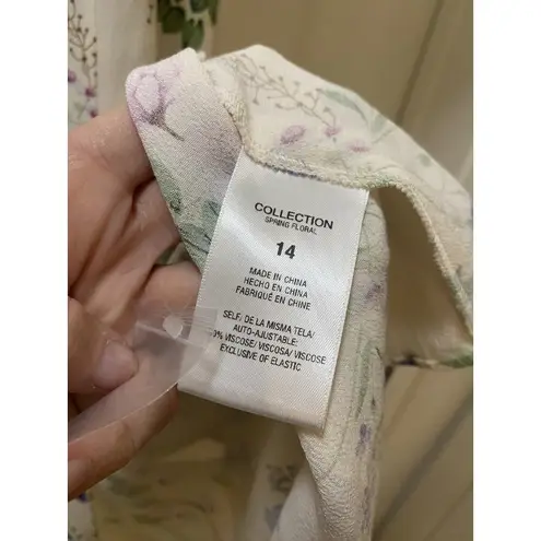 Favorite Daughter Dress Womens 14 Floral White Spring Vineyard Midi Puff Sleeve