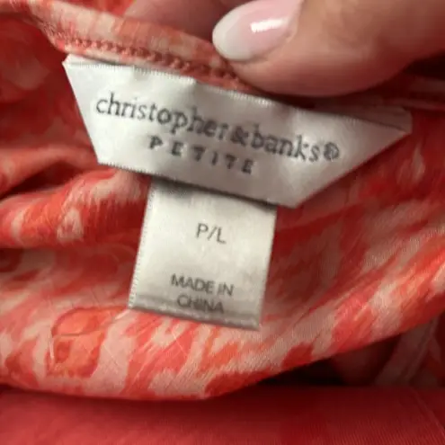 Christopher & Banks  - 3/4 Sleeved Top - Orange - Petite L