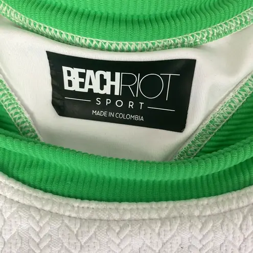 Beach Riot  White Green & Pink Preppy Knit Racerback Crop Top M