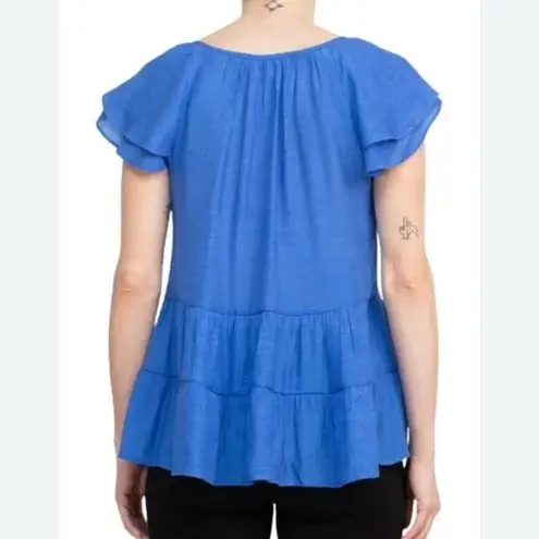 Counterparts Women's Scoop Neck Cap Sleeve Ruched Rayon Top