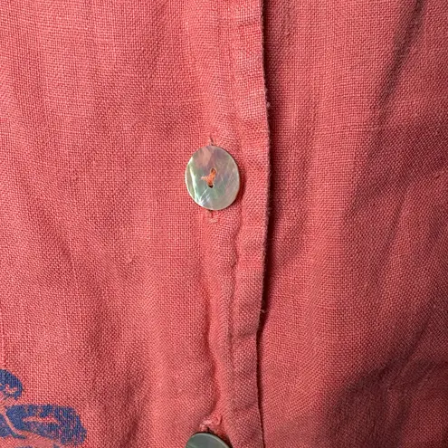 PICCALINO Top Women 14P Pink 100% Linen Peach Pink Beach Resort Travel Lagenlook