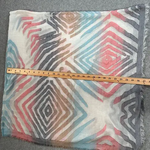 Multicolor Square Wrap Scarf Shawl 54" x 54" Viscose/Acrylic Raw Fringe Hem Pink