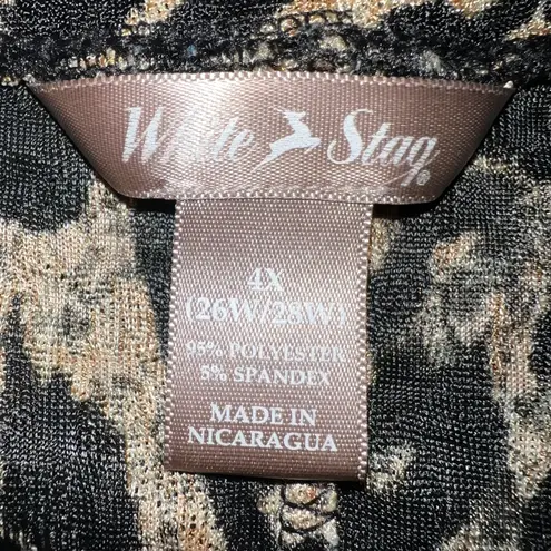 White Stag Animal Print Top Women 4X Casual Stretch Workwear Party Event Evening