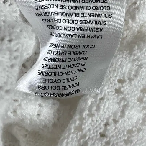 Vtg Y2K Madden NYC Women’s White Cotton Crochet Cardigan Size L Button Front Size L