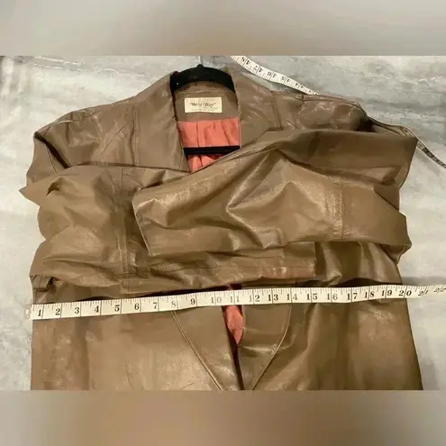 VTG West Bay Women’s Brown 100% Top Grain Leather Blazer Jacket Button Size 10