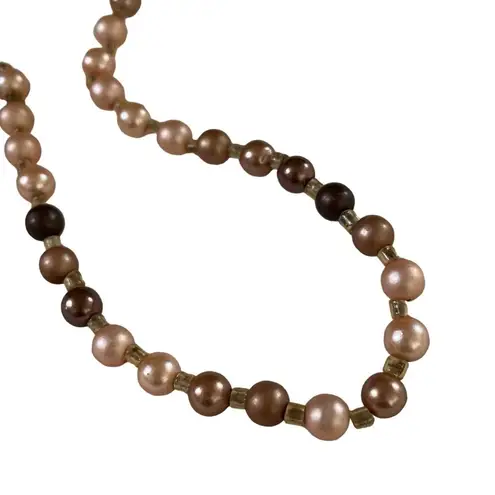 Beaded Faux Pearl Necklace One Strand Pull Over Jewelry or Craft Beads u Brown