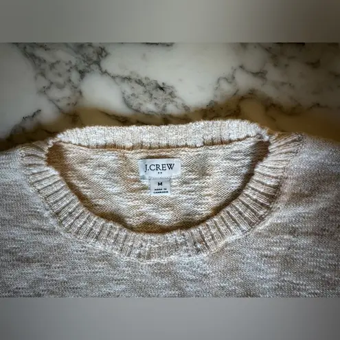 NWOT J. Crew Sweater Crewneck Beach sz M Coastal Boho Cozy Small Hole Sew/Patch White Size M