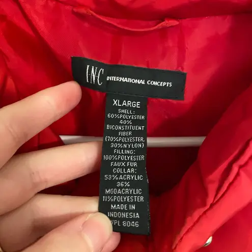 EUC INC International Concepts women’s red puffer zip winter coat jacket XL