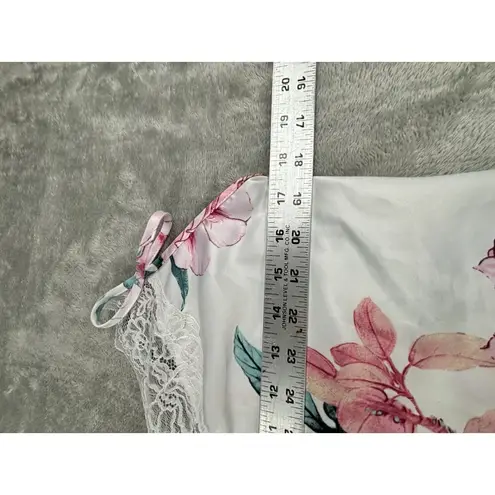 Linea Donatella Floral Lace Trim Chemise Nightgown Lingerie Babydoll Slip Dress