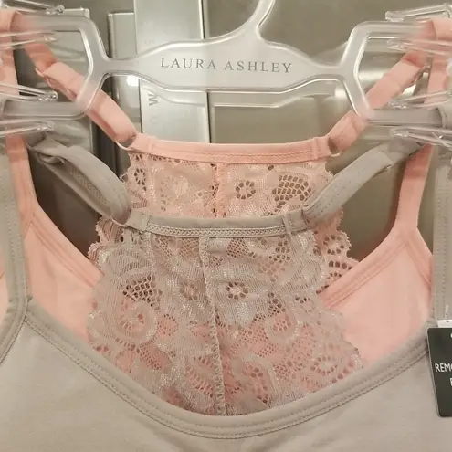 Laura Ashley ππ Lace Back Seamless Bralettes 2 Pack ~ Pink & Gray Small S NWT