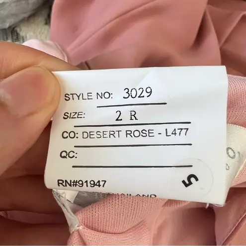 Dessy Collection DIAMOND CUTOUT BACK TRUMPET GOWN WITH FRONT SLIT IN DESERT ROSE Pink Size 2