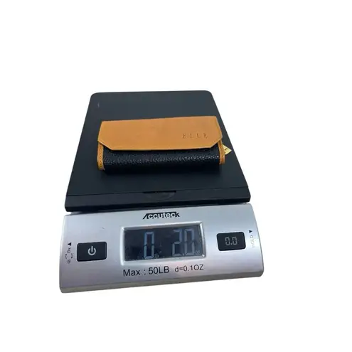 Elle VTG Genuine Leather Key Holder Wallet Case Tan Navy Blue Beige Bifold Snap