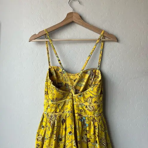 Ulla Johnson Dress Silk Floral Josanna Yellow Cut Out Midi Gown Size 6