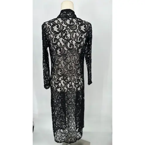 Vintage Objex Womens Black Lace Kimono Cardigan XL Witchy Whimsigoth Goth USA