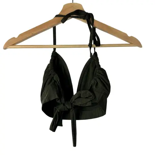 Mossimo Dark Green Stripe Padded Swim Bikini Top D/DD Size XL