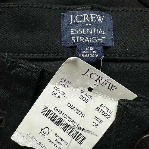 NWT J. Crew Factory Women's Essential Straight Jeans Size 28 Black Stretch Denim