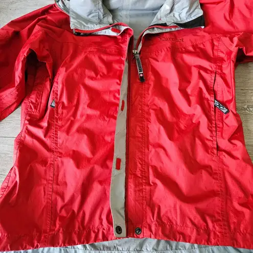 Marmot PreCip Womens Red Hooded Rain Jacket Windbreaker Gorpcore Light Size M