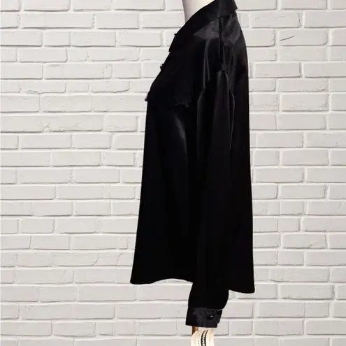 Vintage Panhandle Slim Black Western Shirt Floral Satin Yoke USA Made Size Large