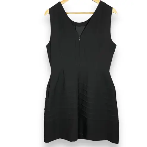 Madewell  Dress NWT Fit and Flare Black Pintuck Detail Skirt Sleeveless‎ 12 Crepe