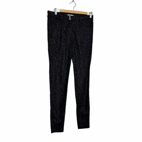 Anatomie Luli Black Embossed Cheetah Animal Print High Rise Skinny Pants Size M