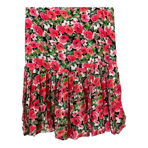 Vintage Womens Barbie Pink Mini Dress Floral Drop Waist Pleated Skirt VTG Small