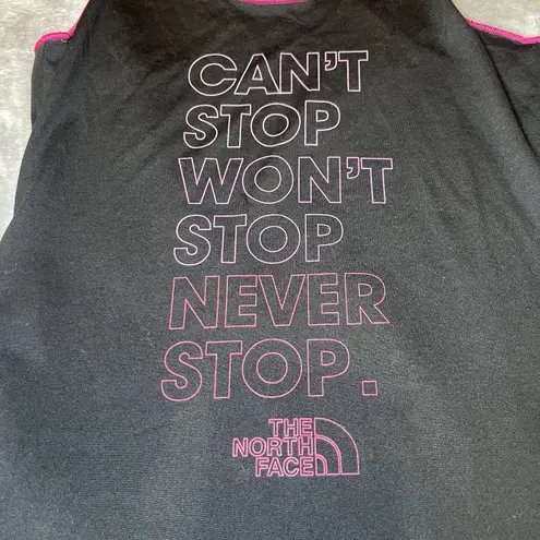 The North Face  Tank Top Womens Size Medium‎ Black Pink Racerback Sheer Gym Logo