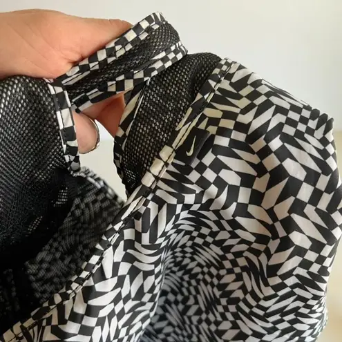 Nike  Black & White Abstract Disco Checkered Print Oversized Nylon Tote Bag