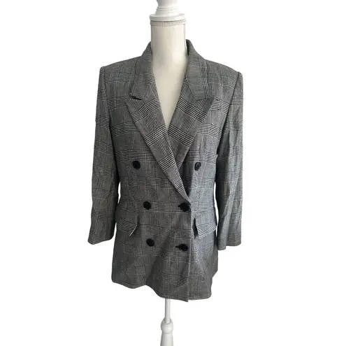 Frame Relaxed Everyday Gray Glenplaid Double Breasted Blazer Jacket Size Small