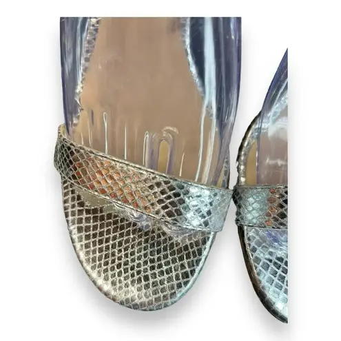 L'Agence Women's US 8.5/EU 39 Embossed Leather Gisele Sandal In Silver