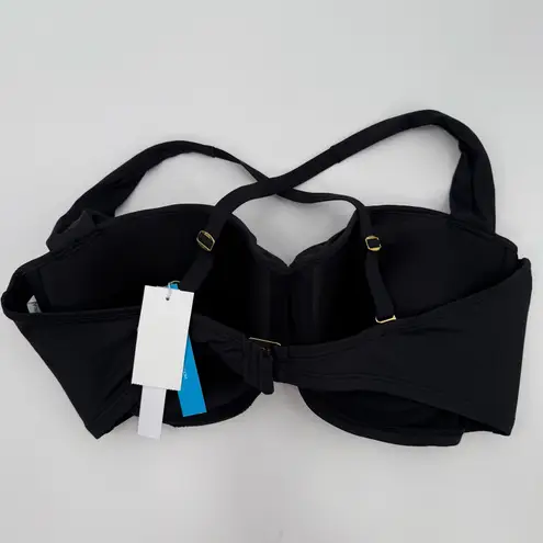 Bleu Rod Beattie Bikini Top Size 40 D NWT Black Shirred Underwire D Cup Swim