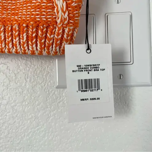 RE/DONE $225 NWT ORANGE COMBO BUTTON FRONT BRA ORANGE TOP SZ S