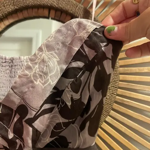 Moulinette Soeurs Anthropologie Strapless Lavender Printed Dress w/ sash Sz4