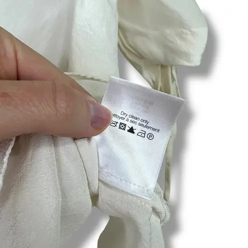 Veronica Beard Carmine Off-White Silk Button Front Ruched Sleeves Blouse Size 4