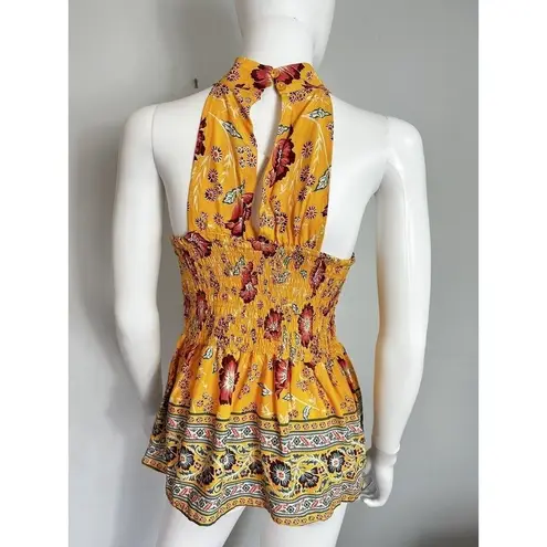 Rachel Zoe  Women’s Size M Yellow Floral Peplum Halter Top NWT
