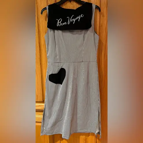 E.C. Star Bon Voyage Nautical Sailor Pinup Girl Rockabilly Retro Dress Sz Large Black