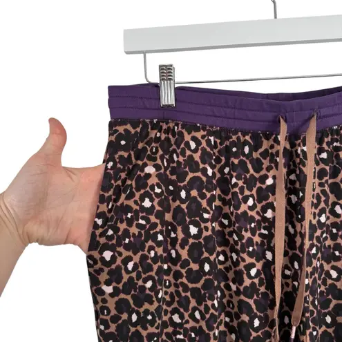 Cuddl Duds Jersey Purple Cheetah Printed Jogger Pajama Set Lounge Womens Large