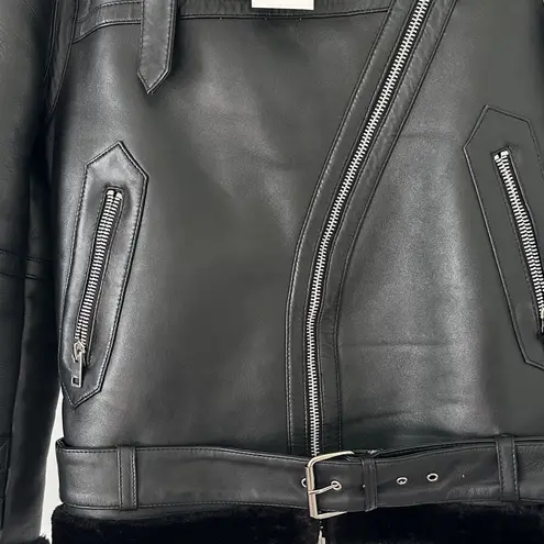 Walter Baker Black Leather Jacket with Silver Zippers